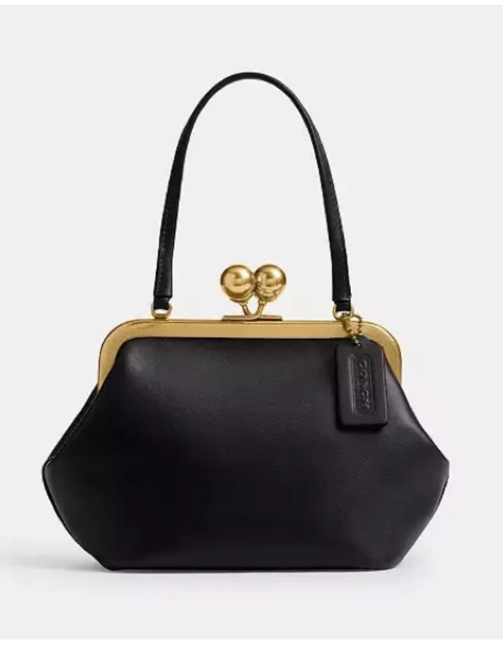 Coach Kisslock Small Leather Frame Bag 16 Black NWT